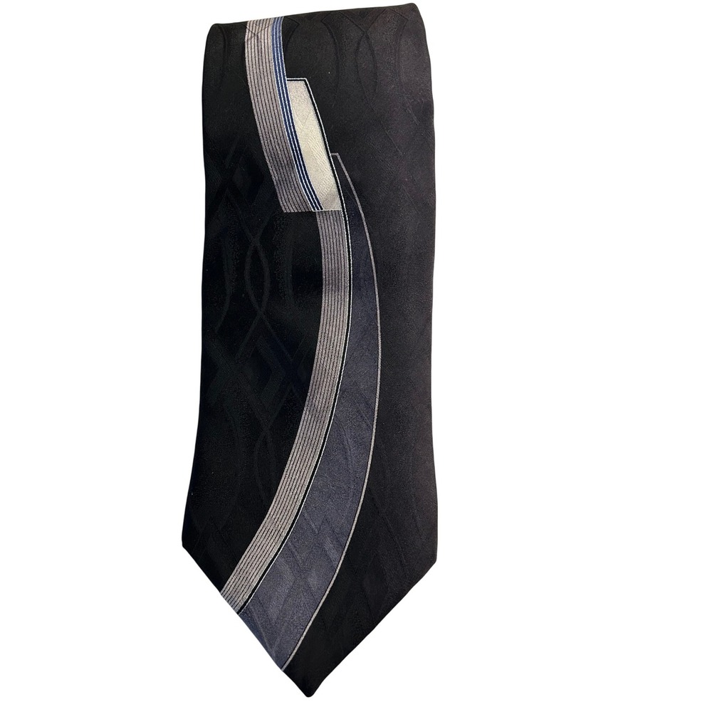 Puritan Men's Necktie All Silk Black Gray Patterned Business Casual‎